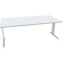 Schäfer Shop Pure Bureau PLANOVA BASIC, rectangulaire, pied en C, L 2000 x P 1000 x H 717 mm, gris clair/blanc + passage de câbles