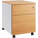 Schäfer Shop Pure Caisson mobile 36, corps en acier, façade en bois, roulettes verrouillables, L 435 x P 565 x H 567 mm, 1 tiroir, hêtre/alu blanc