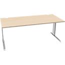 Schäfer Shop Pure Desk PLANOVA BASIC, rechthoekig, C-poot, B 1800 x D 800 x H 717 mm, ahorn/wit + kabelgoot