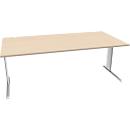 Schäfer Shop Pure Desk PLANOVA BASIC, rechthoekig, C-poot, B 2000 x D 1000 x H 717 mm, ahorn/wit + kabelgoot
