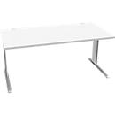 Schäfer Shop Pure Desk PLANOVA BASIC, rechthoekig, C-voet, B 1600 x D 800 x H 717 mm, wit/wit aluminium + kabelgoot