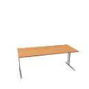 Schäfer Shop Pure Desk PLANOVA BASIC, rechthoekig, C-voet, B 1800 x D 800 x H 717 mm, beuken/wit aluminium + kabelgoot