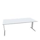 Schäfer Shop Pure Desk PLANOVA BASIC, rechthoekig, C-voet, B 2000 x D 1000 x H 717 mm, aluminium lichtgrijs/wit + kabelgoot