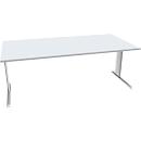 Schäfer Shop Pure Desk PLANOVA BASIC, rechthoekig, C-voet, B 2000 x D 1000 x H 717 mm, lichtgrijs/wit + kabelgoot