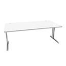 Schäfer Shop Pure Desk PLANOVA BASIC, rechthoekig, C-voet, B 2000 x D 1000 x H 717 mm, wit/wit aluminium + kabelgoot