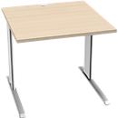 Schäfer Shop Pure Desk PLANOVA BASIC, vierkant, C-voet, B 800 x D 800 x H 717 mm, ahorn/wit + kabelgoot