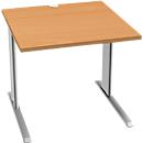 Schäfer Shop Pure desk PLANOVA BASIC, vierkant, C-voet, B 800 x D 800 x H 717 mm, beuken/wit aluminium + kabelgoot