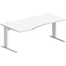 Schäfer Shop Pure Desk PLANOVA BASIC, vrijstaand, aanbouw links, C-voet, B 1800 x D 1000/800 x H 717 mm, wit + kabelgoot