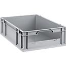 Schäfer Shop Pure Eurobox Serie Economy, Front offen, Kunststoff, B 600 x T 400 x H 170 mm, 34 l, grau