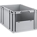 Schäfer Shop Pure Eurobox Serie Economy, Front offen, Kunststoff, B 600 x T 400 x H 320 mm, 65 l, grau