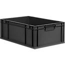 Schäfer Shop Pure Eurobox Serie Economy, Griffe geschlossen, recycelter Kunststoff, B 600 x T 400 x H 220 mm, 44 l, anthrazit