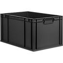 Schäfer Shop Pure Eurobox Serie Economy, Griffe geschlossen, recycelter Kunststoff, B 600 x T 400 x H 320 mm, 65 l, anthrazit