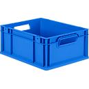 Schäfer Shop Pure Eurobox Serie Economy, Griffe offen, Kunststoff, B 400 x T 300 x H 170 mm, 16 l, blau