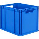 Schäfer Shop Pure Eurobox Serie Economy, Griffe offen, Kunststoff, B 400 x T 300 x H 320 mm, 30 l, blau