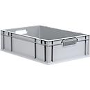 Schäfer Shop Pure Eurobox Serie Economy, Griffe offen, Kunststoff, B 600 x T 400 x H 170 mm, 34 l, grau