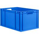 Schäfer Shop Pure Eurobox Serie Economy, Griffe offen, Kunststoff, B 600 x T 400 x H 320 mm, 65 l, blau