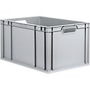 Schäfer Shop Pure Eurobox Serie Economy, Griffe offen, Kunststoff, B 600 x T 400 x H 320 mm, 65 l, grau