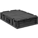 Schäfer Shop Pure Eurokoffer Portable Serie Economy, geschlossen, mit Deckel, Kunststoff, B 600 x T 400 x H 135 mm, 23 l, anthrazit