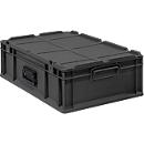 Schäfer Shop Pure Eurokoffer Portable Serie Economy, geschlossen, mit Deckel, Kunststoff, B 600 x T 400 x H 185 mm, 34 l, anthrazit