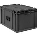Schäfer Shop Pure Eurokoffer Portable Serie Economy, geschlossen, mit Deckel, Kunststoff, B 600 x T 400 x H 335 mm, 65 l, anthrazit