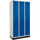 Schäfer Shop Pure Kledinglocker, 3 compartimenten, draaigrendelslot, lichtgrijs/gentiaanblauw