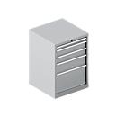 Schäfer Shop Pure ladekast 27-27, 5 laden, tot 75 kg, B 564 x D 572 x H 800 mm, wit-aluminium/wit-aluminium