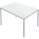 Schäfer Shop Pure Mesa de tubo de acero, rectangular, pie de tubo cuadrado, ancho 1200 x fondo 800 x alto 720 mm, gris claro/aluminio blanco