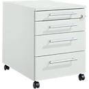 Schäfer Shop Pure mobile pedestal 1233, utensil pull-out + 3 drawers, lockable, angular metal handles, W 434 x D 600 x H 570 mm, light gray/light gray