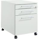 Schäfer Shop Pure mobile pedestal 126, utensil pull-out + 2 drawers, lockable, angular metal handles, W 434 x D 600 x H 570 mm, light gray/light gray