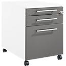 Schäfer Shop Pure mobile pedestal 126, utensil pull-out + 2 drawers, lockable, angular metal handles, W 434 x D 600 x H 570 mm, white/anthracite