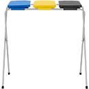 Schäfer Shop Pure Müllsackständer, 3-fach, für 3 Müllsäcke bis 120 l, mit Klappdeckeln und Klappgestell, B 885 x T 380 x H 850 mm, schwarz-gelb-blau
