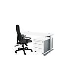 Schäfer Shop Pure Planova Basic 1233 desk and file cabinet on castors, white/white aluminium