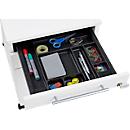 Schäfer Shop Pure Rollcontainer 126, Utensilienauszug + 2 Schubladen, abschliessbar, eckige Metallgriffe, B 434 x T 600 x H 570 mm, weiss/anthrazit