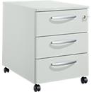 Schäfer Shop Pure Rollcontainer 333, 3 Schubladen, runde Metallgriffe, abschließbar, B 434 x T 600 x H 570 mm, lichtgrau/lichtgrau