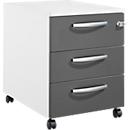 Schäfer Shop Pure Rollcontainer 333, 3 Schubladen, runde Metallgriffe, abschließbar, B 434 x T 600 x H 570 mm, weiß/anthrazit