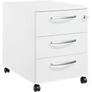 Schäfer Shop Pure Rollcontainer 333, 3 Schubladen, runde Metallgriffe, abschließbar, B 434 x T 600 x H 570 mm, weiß/weiß