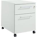 Schäfer Shop Pure Rollcontainer 36, 2 Schubladen, mit extra hohem Stauraumfach, eckige Metallgriffe, abschließbar, lichtgrau/lichtgrau