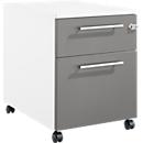 Schäfer Shop Pure Rollcontainer 36, 2 Schubladen, mit extra hohem Stauraumfach, eckige Metallgriffe, abschließbar, weiß/anthrazit