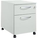 Schäfer Shop Pure Rollcontainer 36, 2 Schubladen, mit extra hohem Stauraumfach, runde Metallgriffe, abschließbar, lichtgrau/lichtgrau