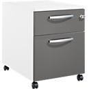 Schäfer Shop Pure Rollcontainer 36, 2 Schubladen, mit extra hohem Stauraumfach, runde Metallgriffe, abschließbar, weiß/anthrazit