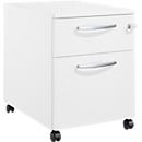 Schäfer Shop Pure Rollcontainer 36, 2 Schubladen, mit extra hohem Stauraumfach, runde Metallgriffe, abschließbar, weiß/weiß