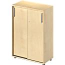 Schäfer Shop Pure Schiebetürenschrank Proplana, 3 Ordnerhöhen, Breite 800 mm, Höhe 1160 mm, Ahorn-Dekor 