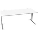 Schäfer Shop Pure Schreibtisch PLANOVA BASIC, Rechteck, C-Fuß, B 1800 x T 800 x H 717 mm, weiß/weißaluminium + Kabelkanal