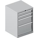 Schäfer Shop Pure Schubladenschrank 27-27, 4 Schubl., bis 200 kg, B 564 x T 572 x H 800 mm, weißaluminium/weißaluminium 