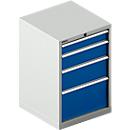 Schäfer Shop Pure Schubladenschrank 27-27, 4 Schubl., bis 200 kg, B 564 x T 572 x H 850 mm, enzianblau/lichtgrau 