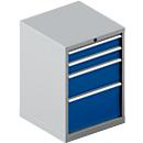 Schäfer Shop Pure SSI SCHÄFER armoire à tiroirs 27-27, 4 tiroirs, jusqu'à 200 kg, L 564 x P 572 x H 800 mm, bleu gentiane / aluminium blanc