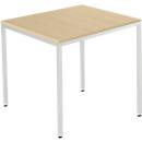Schäfer Shop Pure Stahlrohrtisch, Rechteck, Quadratrohrfuß, B 800 x T 700 x H 720 mm, Ahorn/weißaluminium