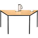 Schäfer Shop Pure Stahlrohrtisch, Trapez, Quadratrohrfuss, B 1600 x T 800 x H 720 mm, Buche/schwarz