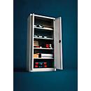 Schäfer Shop Pure Stahlschrank, abschließbar, 4 verzinkte Böden, B 950 x T 400 x H 1935 mm, lichtgrau RAL 7035/lichtgrau RAL 7035