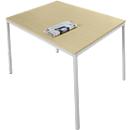 Schäfer Shop Pure Steel tube table, rectangular, square tube foot, W 1200 x D 700 x H 720 mm, maple/white aluminium